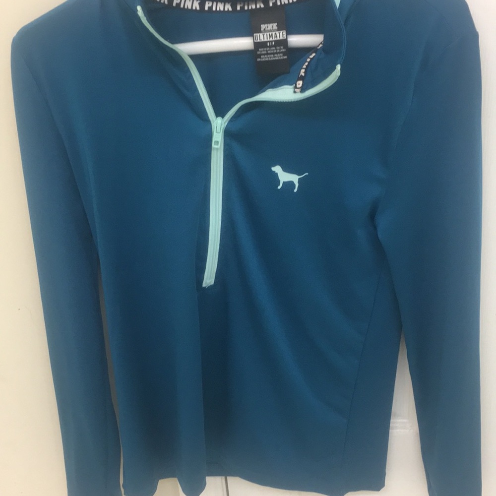 PINK blue half zip, size small